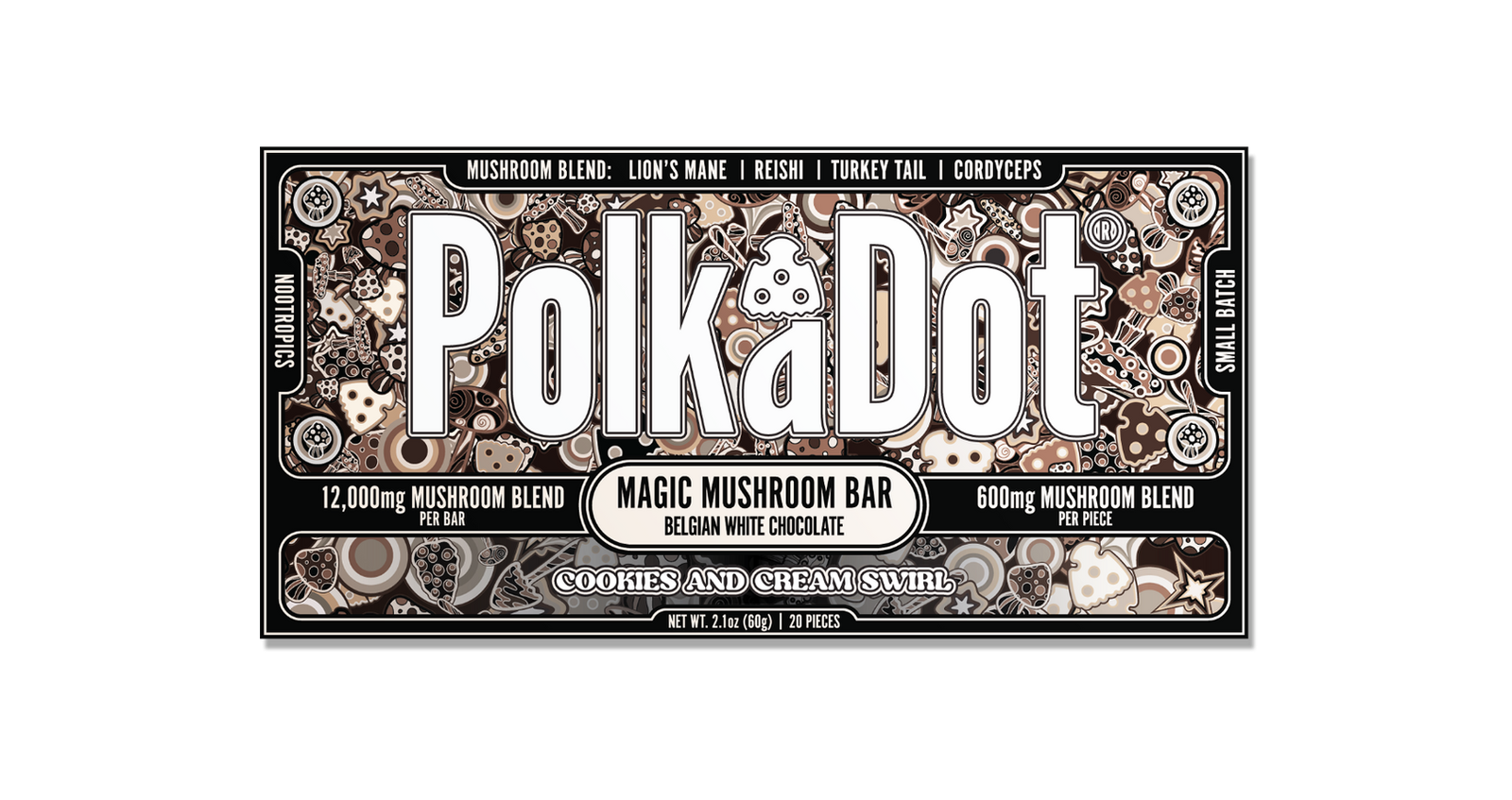 Cookies & Cream Swirl Chocolate Bar (12,000 MG) by Polkadot