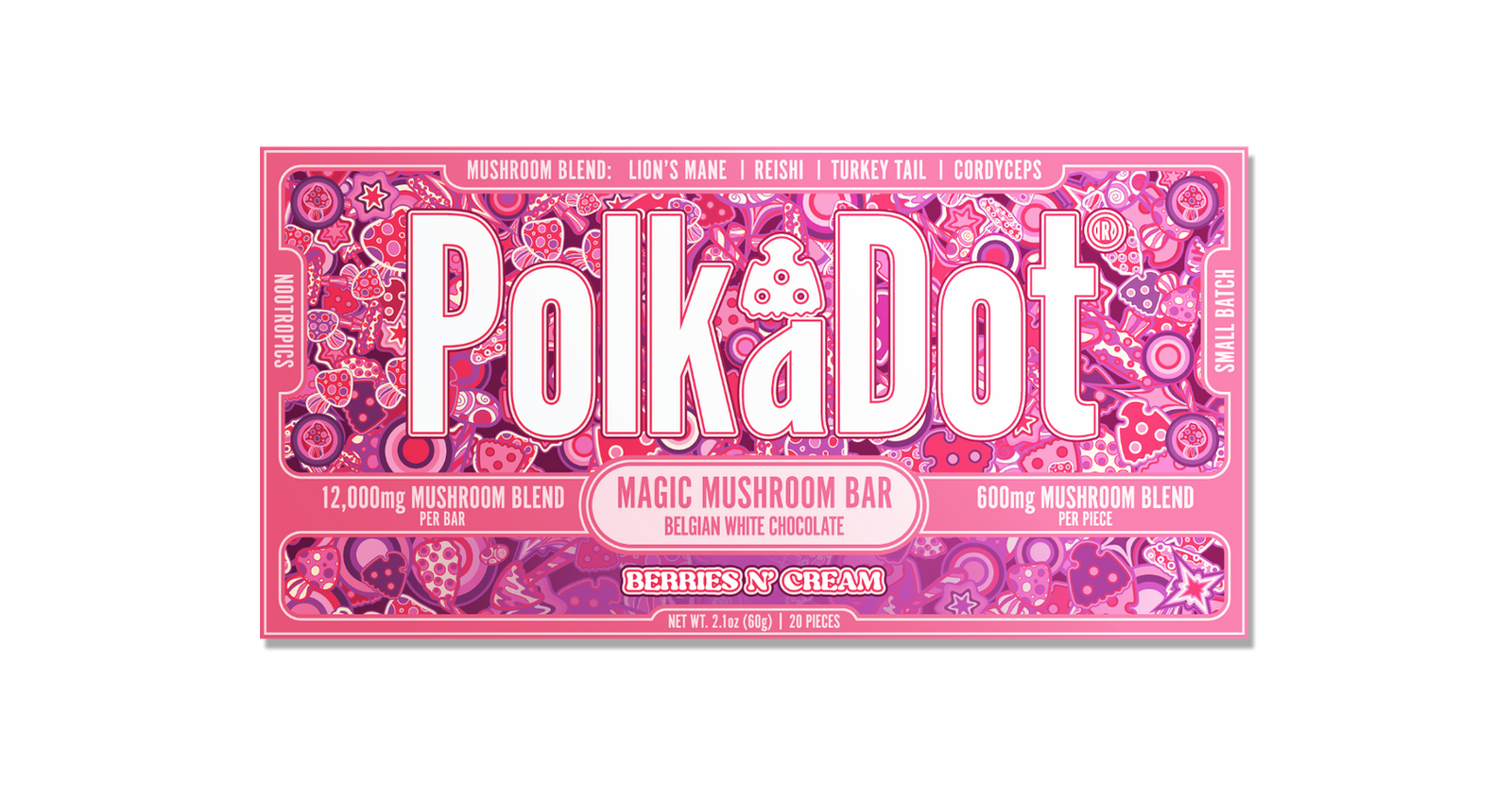 White Chocolate Berries N Cream Chocolate Bar (12,000 MG) by Polkadot