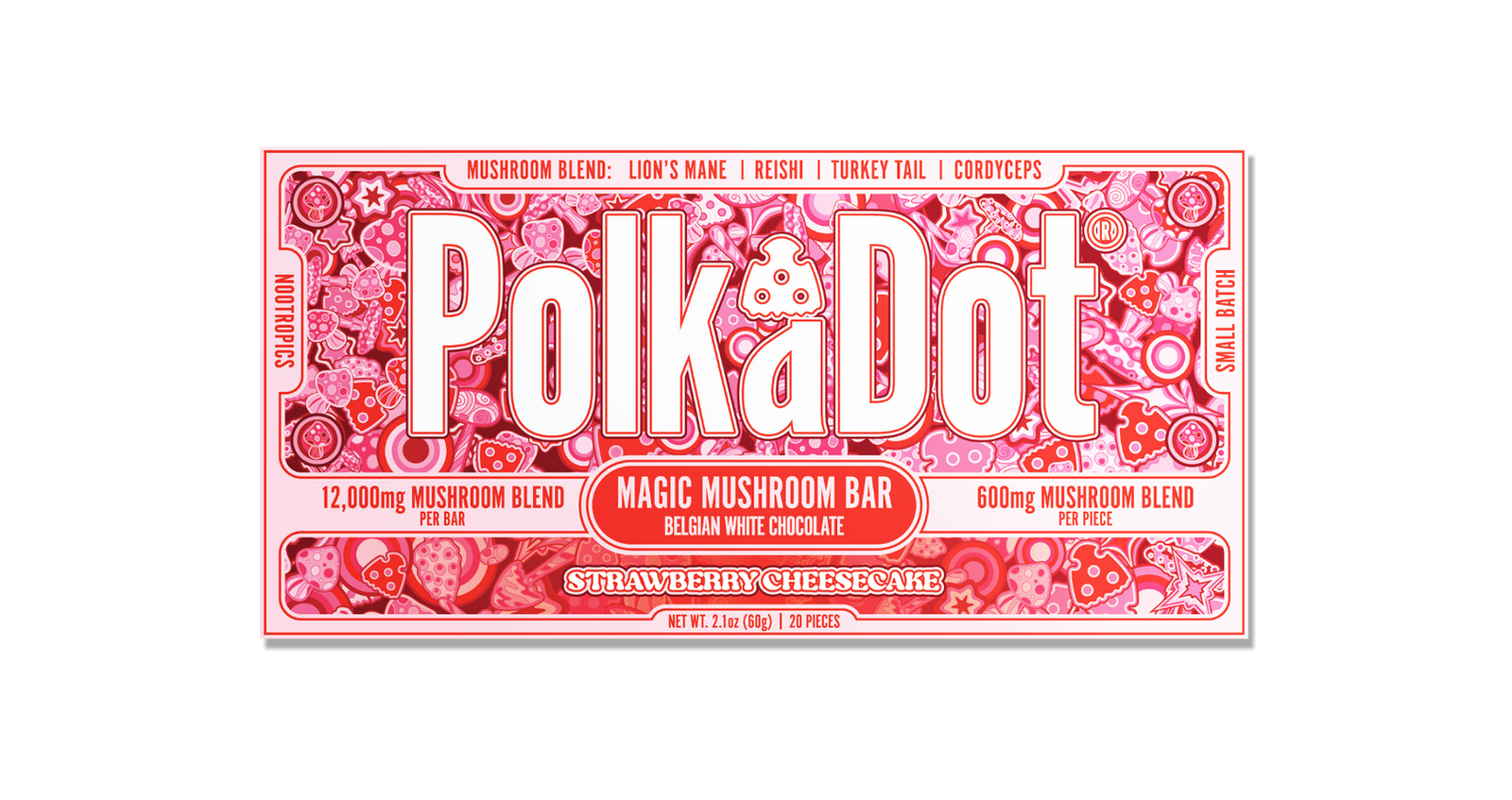 White Chocolate Strawberry Cheesecake Chocolate Bar (12,000 MG) by Polkadot